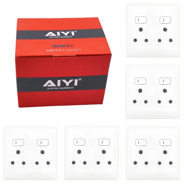 AIYI 5-Pack 4×4 16A Double 3-Pin Wall Socket plug AY271-015 16 A M Socket