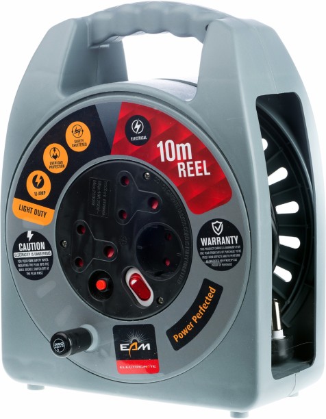 Electricmate 10 Amp Cassette Extension Reel 10m with Overload Protection 10 A D Socket