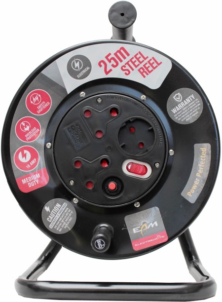 Electricmate 16 Amp Extension Reel Steel 25m 16 A D Socket