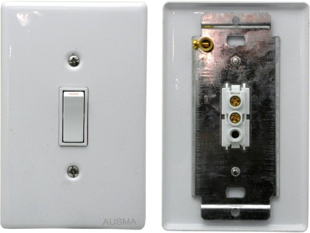 Alphacell Light wall switch steel cover (white)1 lever 16 A Manual  Electrical Switch