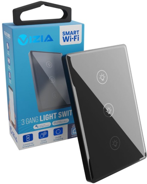 Vizia Smart Wi-Fi Light Switch 3 Gang (Google Home & Amazon Alexa) Black 10 A Smart  Electrical Switch