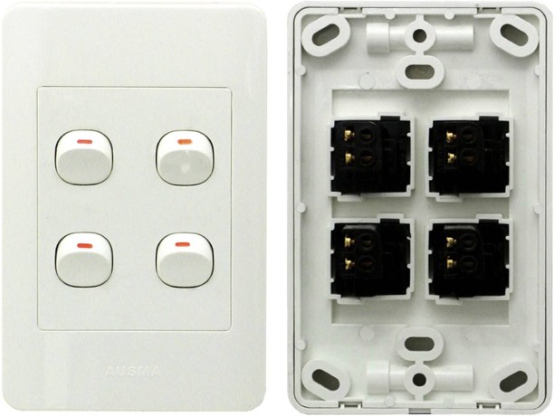 Alphacell Light wall switch - 4 lever plastic 16 A Manual  Electrical Switch