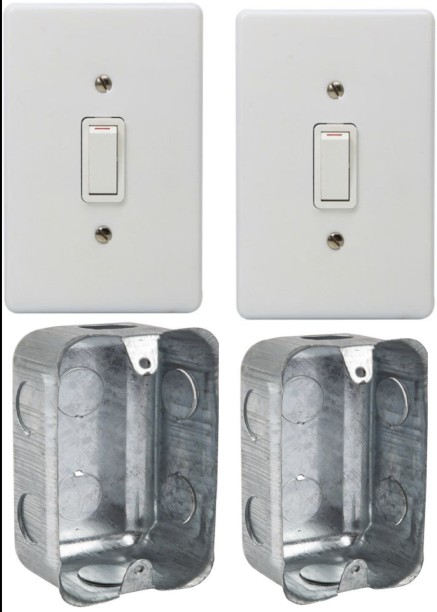 Goodace 2x1 Lever Switch (2x4) with Galv Matel Wall Box (2x4) 16 A Manual  Electrical Switch