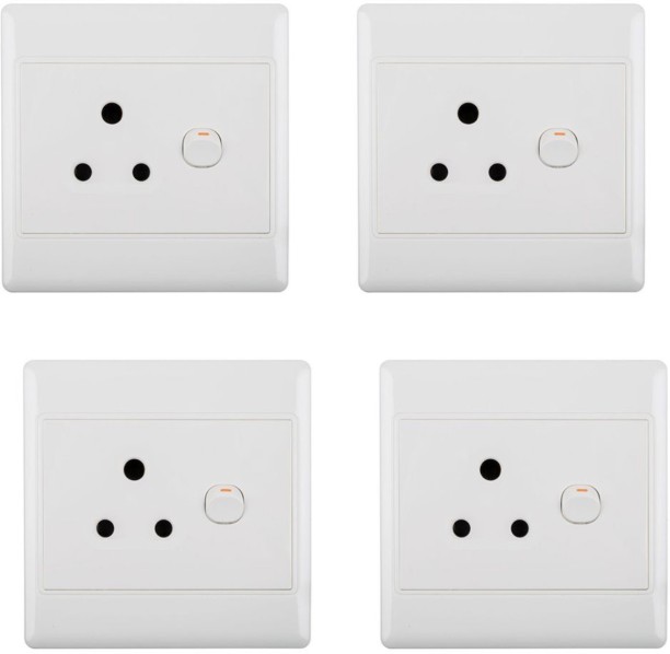 Goodace 4xSingle Wall Socket (4x4) With4x Galv Matel Wall Box (4x4) 16 A Manual  Electrical Switch