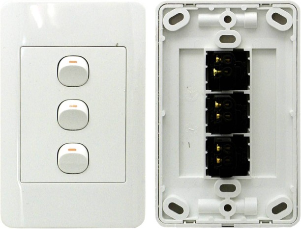 Alphacell Light wall switch - 3 lever plastic 16 A Manual  Electrical Switch