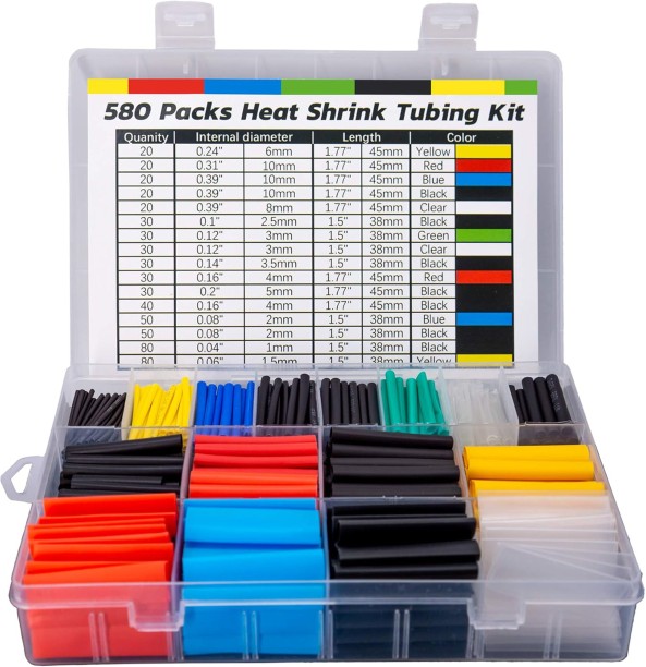 fame inc 580 Pieces 16 Sizes Heat Shrink Tubing Kit For DIY Electrical Insulation For Heat Gun