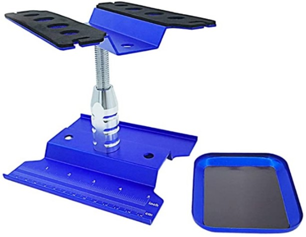 Gocutte RC Car Work Stand Repair Workstation 360 Degree Rotation Lift Lowerw/Screw Tray for 1/10 1/8 TRX-4 SCX10 D90 Blue Miscellaneous Electronic Hobby Kit