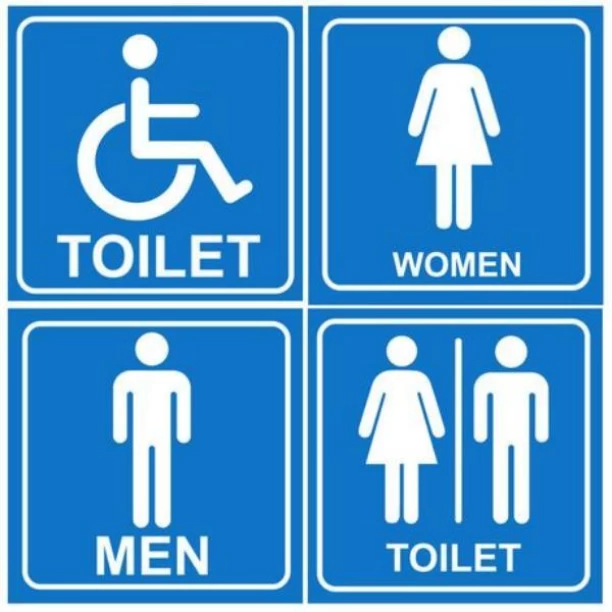 sign Toilet sign 19cmX19cm. 4 PACK Emergency Sign