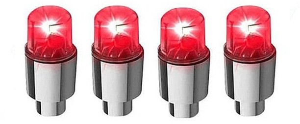 Umlozi Wheel, Tire Valve Led Light - 4 Pack - Red Valve Air supply Aluminium