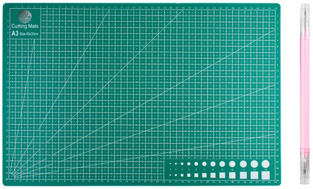 uuname Large A3 Cutting Mat A3 Green Mat Rotary Cutting Mat Plus 1 Craft Knife Pen Engraving Tool Set