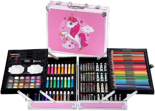 Brand of Africa 145 Pcs Unicorn Art Set for Kids with Aluminum Box Engraving Tool Set
