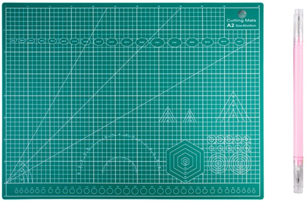 uuname Large A2 Cutting Mat A2 Green Mat Rotary Cutting Mat Plus 1 Craft Knife Pen Engraving Tool Set