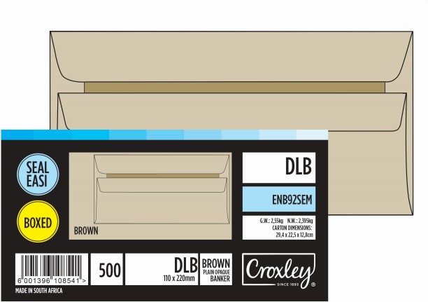 Croxley Brown Seal Easi Envelopes - Unbanded (Box of 500) - JD92SEM DLB (Banker) Envelopes