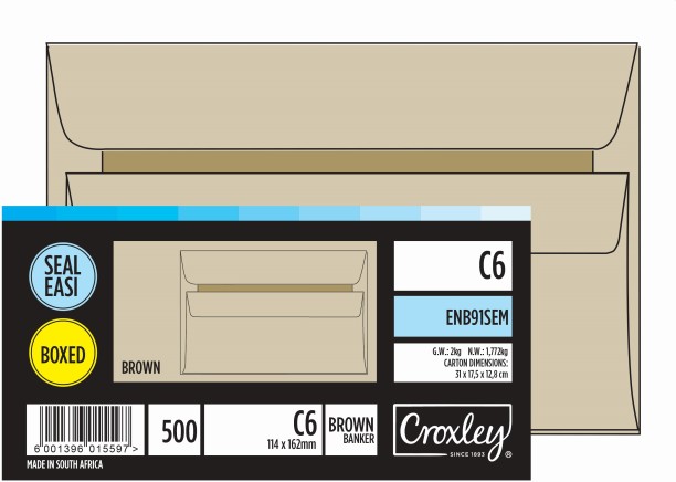 Croxley Brown Seal Easi Envelopes - Unbanded (Box of 500) - JD91SEM C6 Envelopes