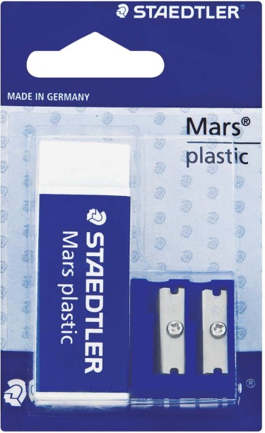 STAEDTLER Mars Eraser and Double-Hole Plastic Sharpener Non Toxic Eraser
