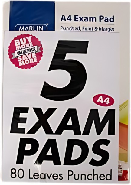 AZ Décor Book Exam-Pad 80-Sheets Punched 5Pk Examination Pad