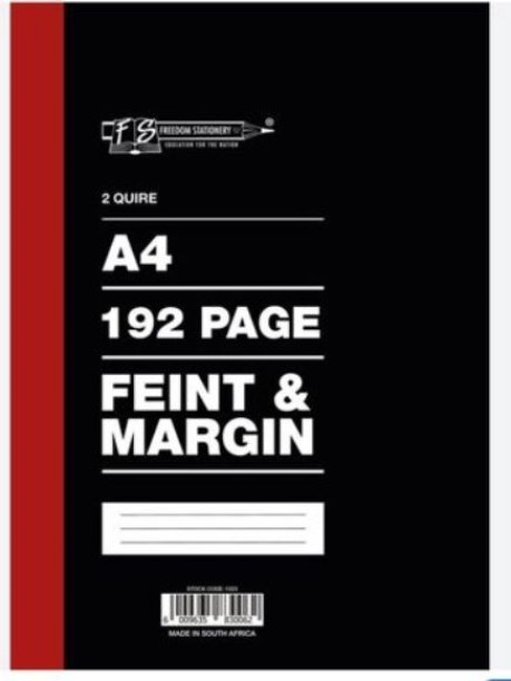 2 Quire 192 pg Faint and Margin A4 Hard Cover A4 192pg 2 quire Examination Pad