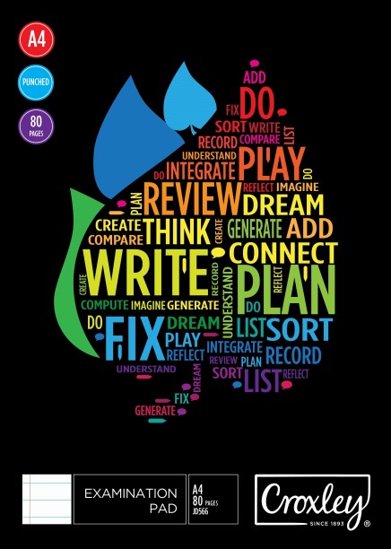 Croxley JD566 80 Sheet Exam Pad Punched A4 Examination Pad