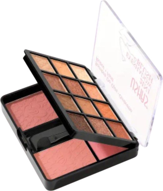 USHAS 2IN1 Eyeshadow & Blush Mirror and Brushes, Multifunctional Face Makeup Palette, Powdered Matte & Shimmer Multi-Color Eye 280 g