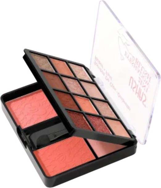 USHAS 2IN1 Eyeshadow & Blush Mirror and Brushes, Multifunctional Face Makeup Palette, Powdered Matte & Shimmer Multi-Color Eye Palette 02 280 g