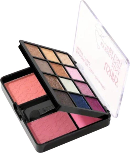 USHAS 2IN1 Eyeshadow & Blush Mirror and Brushes, Multifunctional Face Makeup Palette, Powdered Matte & Shimmer Multi-Color Eye Palette 04 280 g
