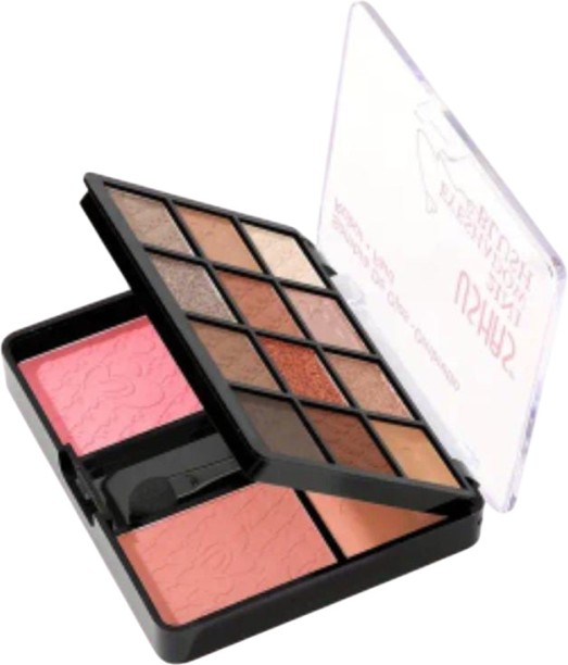 USHAS 2IN1 Eyeshadow & Blush Mirror and Brushes, Multifunctional Face Makeup Palette, Powdered Matte & Shimmer Multi-Color Eye Palette 03 280 g