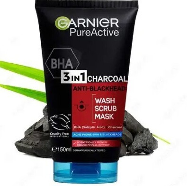 Garnier 3-In-1 Charcoal, Anti Blackhead  X3 Face Wash