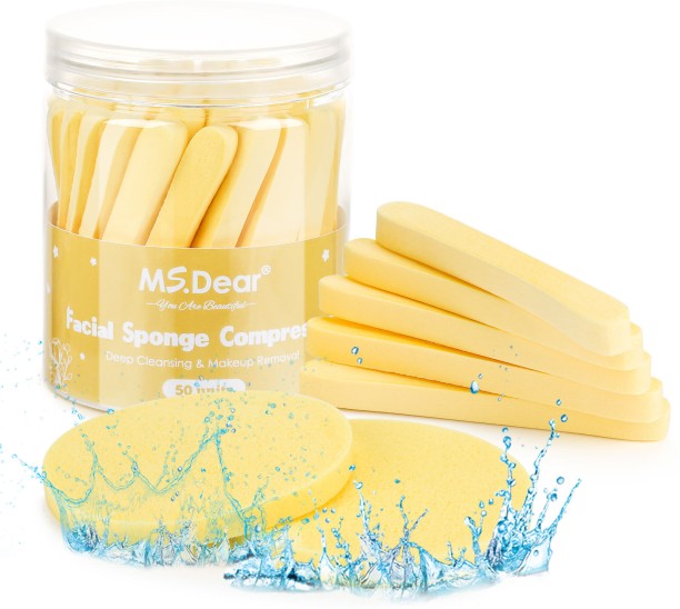 LuckyUnion Compressed sponge strips makeup face wash powder puff facial cleansing sponge cake bucket 50 strips Facial Wet Tissue