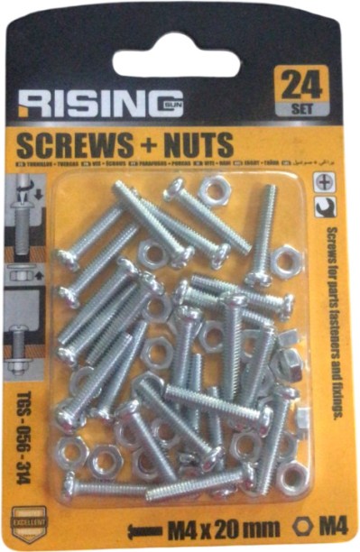 RISING SCREWS AND NUTS M4 X 20MM Fastener