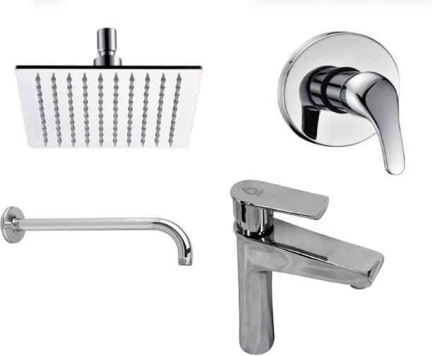 Ace Combo Shower Mixer,Shower Head 8", Shower Arm 40CM and Basin Heavy Duty Mixer Faucet