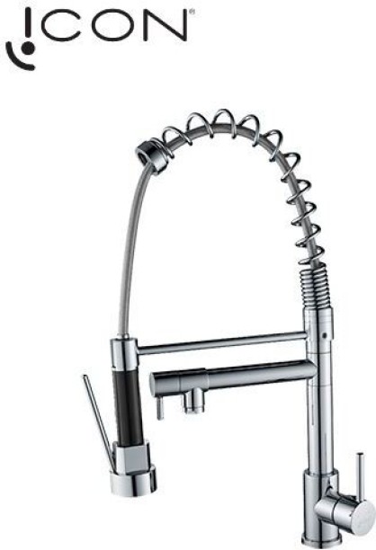 Icon Pull Out 2 Spout Tall Chrome Sink Mixer Faucet