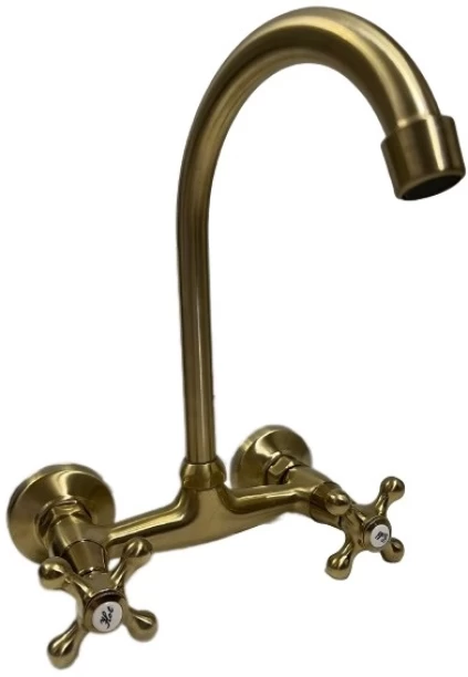 KESSLER Sink Mixer Brushed Gold - Victorian Wall Mount Sink Mixer Faucet