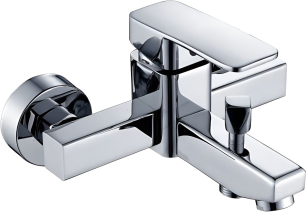 Herqona High Pressure Resistant Square Shower Faucet with Mixer Valve - Silver Mixer Faucet