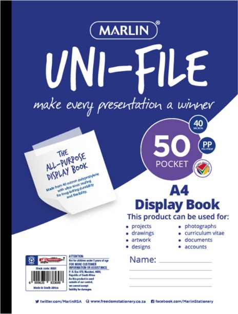 Marlin Plastic 50 Pocket Uni-File Display File