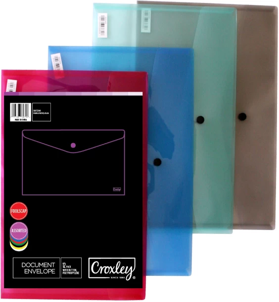 Croxley Plastic Foolscap Envelope Multicolour