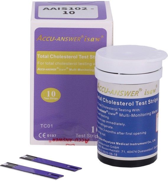 Accu-Answer Total Cholesterol Blood Test Strips (10) First Aid Kit