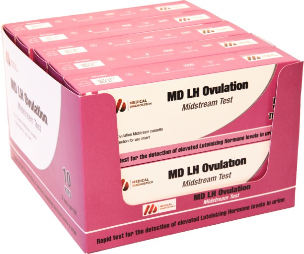 MD LH Ovulation Midstream Test - 1O X Pack of 5 | Predict Your Fertile Window with Confidence! First Aid Kit