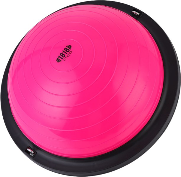 GL 1818 Fitness 46cm Stability Bosu Ball – Pink Balance Trainer with Resistance Bands – 1 Pack Balance Disc Fitness Balance Board