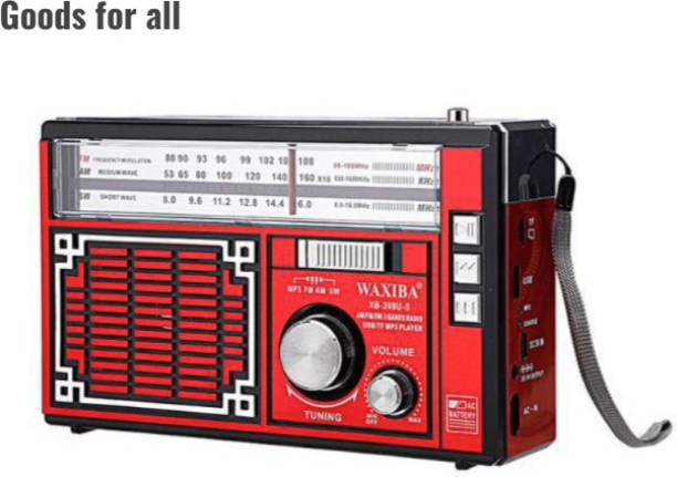 Goods for all Solar AM/FM/WS Radio with LED Lamp, USB/TF/SD/MP3 XB-398U - Red FM Radio