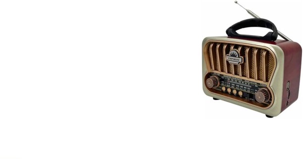 Generic Brown-Rechargeable Retro FM Radio. FM Radio