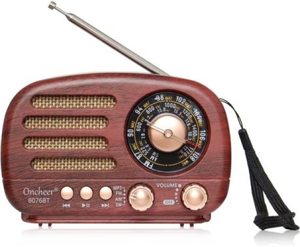 SA TRADE Portable Vintage Radio Retro Bluetooth Speaker Wood Finish FM Radio