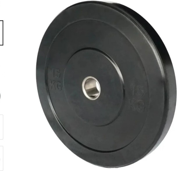 HOME GYM Olympic Rubber Bumper Plate - Single BLACK Weight Plate
