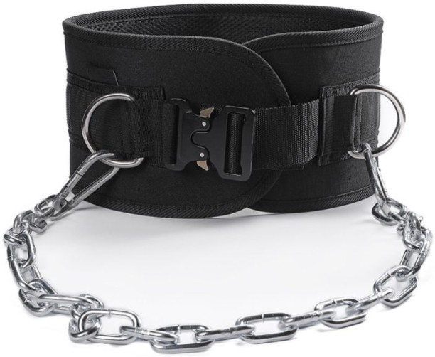 HOME GYM Dip Belt with Chain Pull Up Weight Lifting Gym Home Squat Training Fitness BLACK Weight Belt