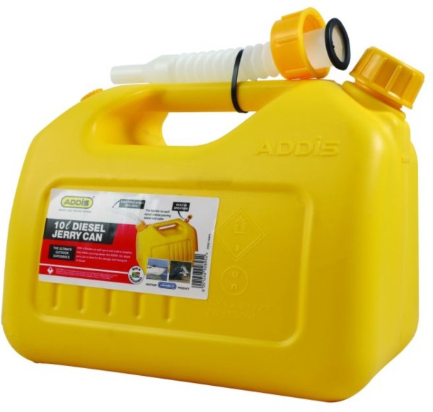 Addis Plastic Yellow Diesel Jerry with Spout 7436YL 10 L Fuel Can