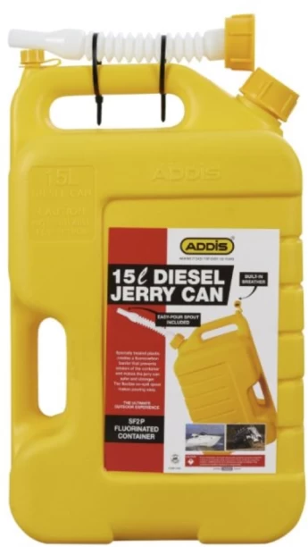 Addis Yellow Plastic Diesel Jerry 7439YL 15 L Fuel Can