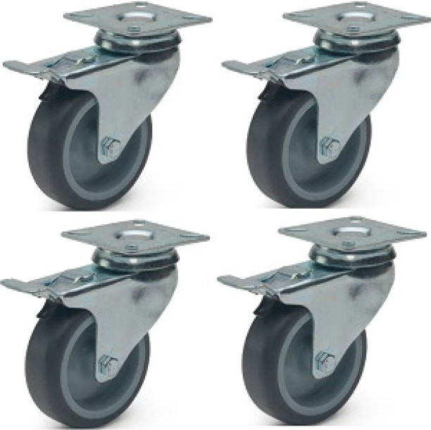Naturex Castor, Swivel with Brake, 75mm plate mount Furniture Caster