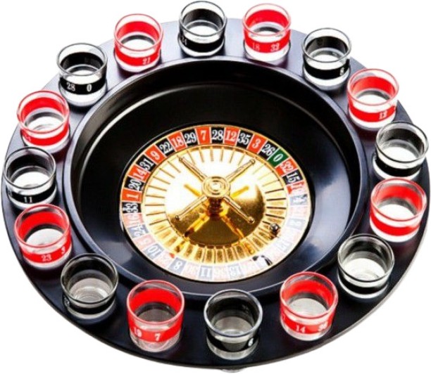 gENERIC Adult 16 Shot Glass Roulette Drinking Game Set 31.5 cm Shooting Board