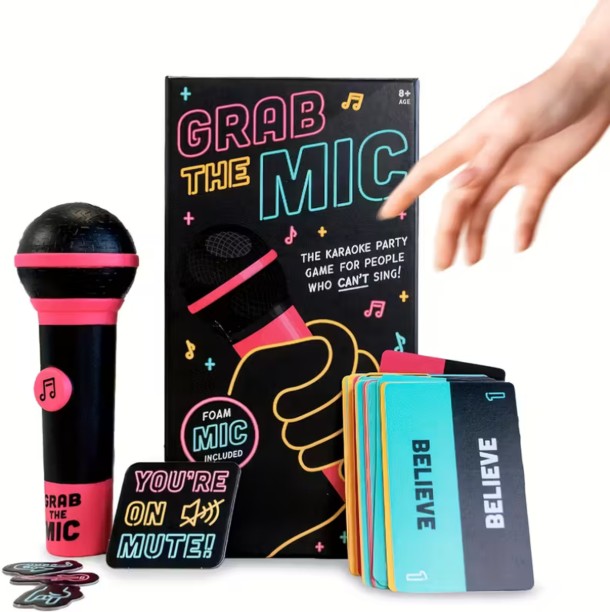 Grab The Mic Family Game – 2-10 Players, 250 Lyrics Cards, Family Karaoke & Game Night Entertainment Set 10 cm Twister Air Board