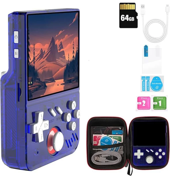 marevic 3.5 Inch IPS Screen Retro Games Console Support 30 Simulators， 64G TF Card 1.5W+ Games Handheld Emulator Console 64 GB