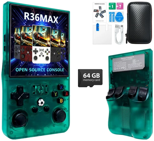 marevic R36MAX Retro Video Gaming Console 128G, Portable Handheld Emulator console with Built-in 22000+ Retro Games 40+ Emulators, Linux System 4.0 Inch IPS HD Screen, 3D Joystick 64 GB